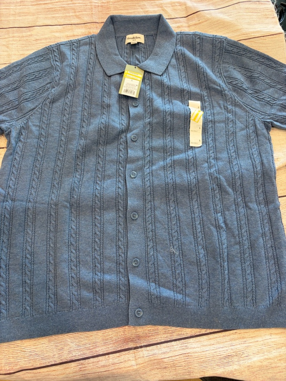 Goodfellow & Co Blue Cable-Knit Polo Cardigan